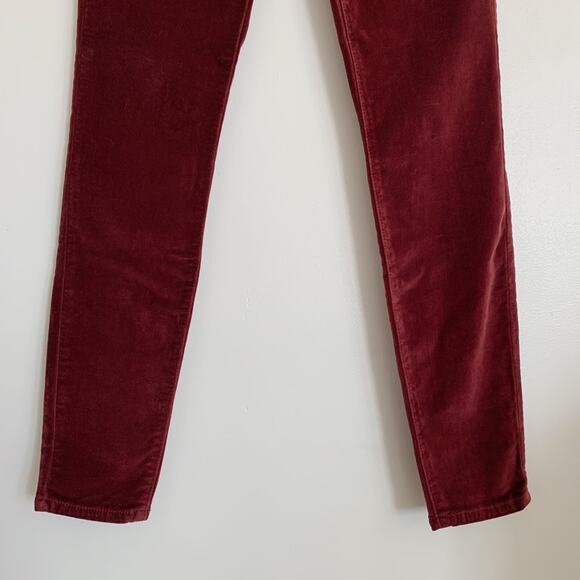 Maroon Pinot FRAME Denim Le High Skinny Velveteen Jeans 24 - Picture 8 of 8